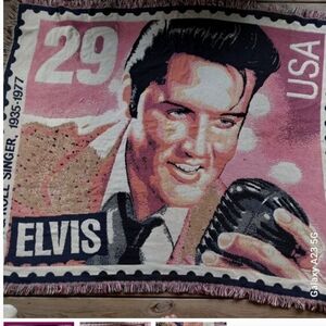 Elvis Pink Graphic Throw Blanket - Retro Stamp Design